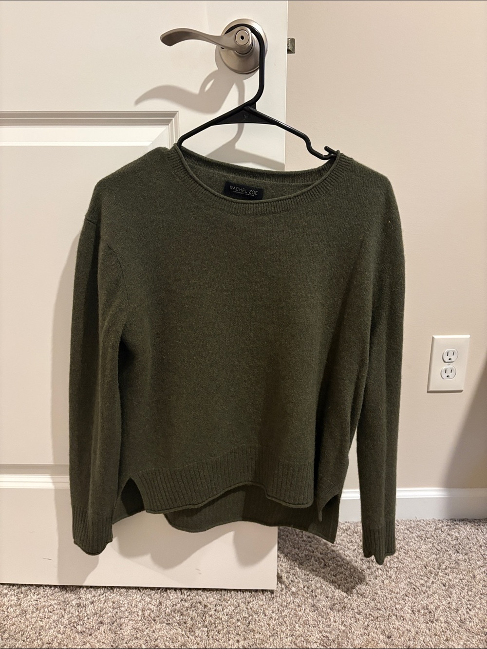 Rachel Zoe Cashmere Olive Green Crewneck Sweater